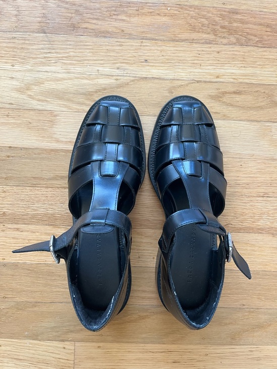 Freda Salvador Shoes - Freda Salvador Dahlia Black Leather Fisherman Loafer Sandals